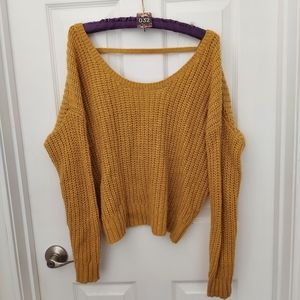 Yes Lola  Yellow Cross Back Knit Cropped Sweater Medium